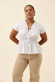 Rosa Tie Top - White
