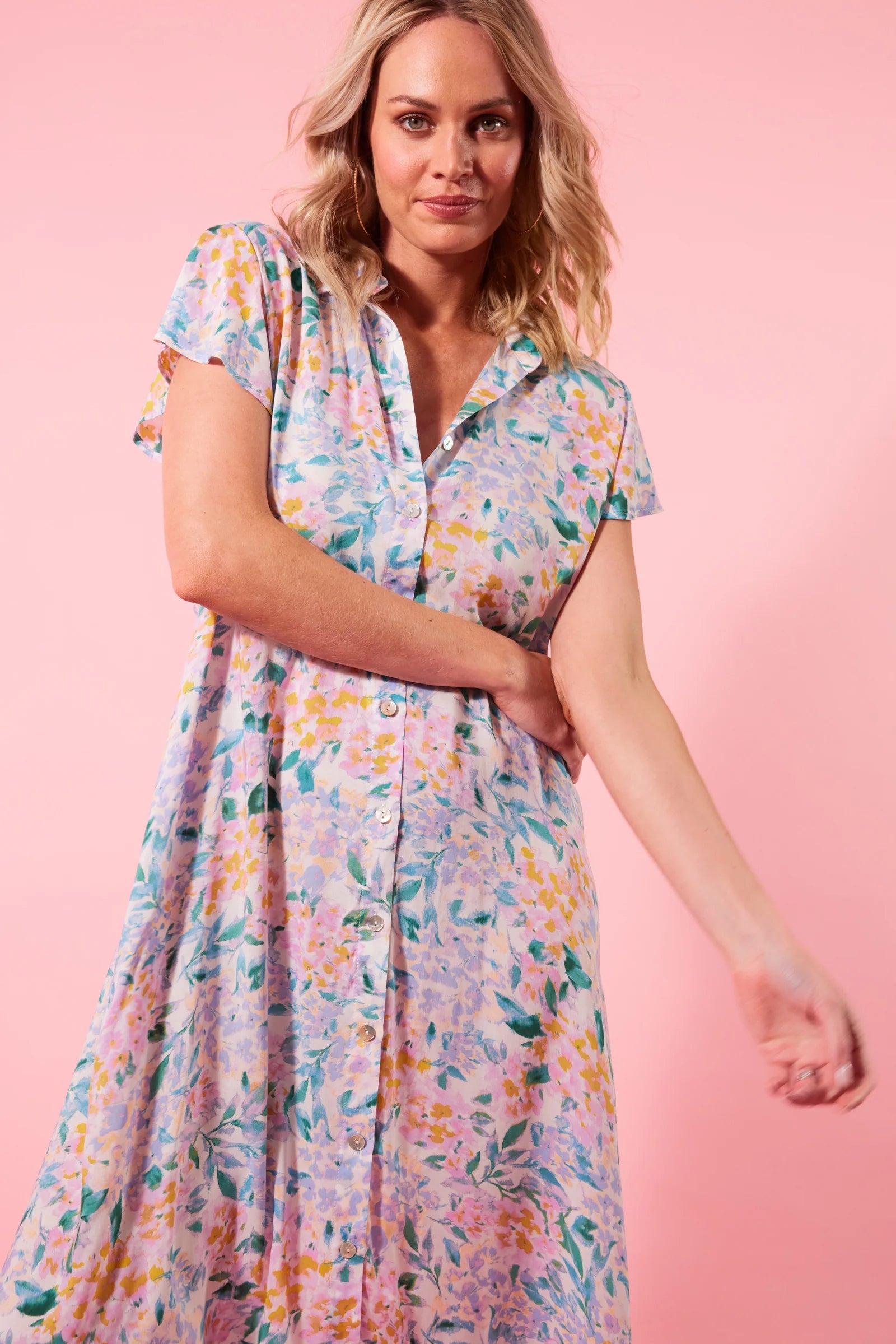 Botanical Shirt Dress - Salt Hydrangea