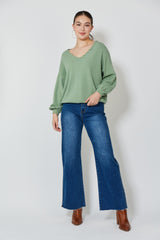 Ines V Jumper - Moss