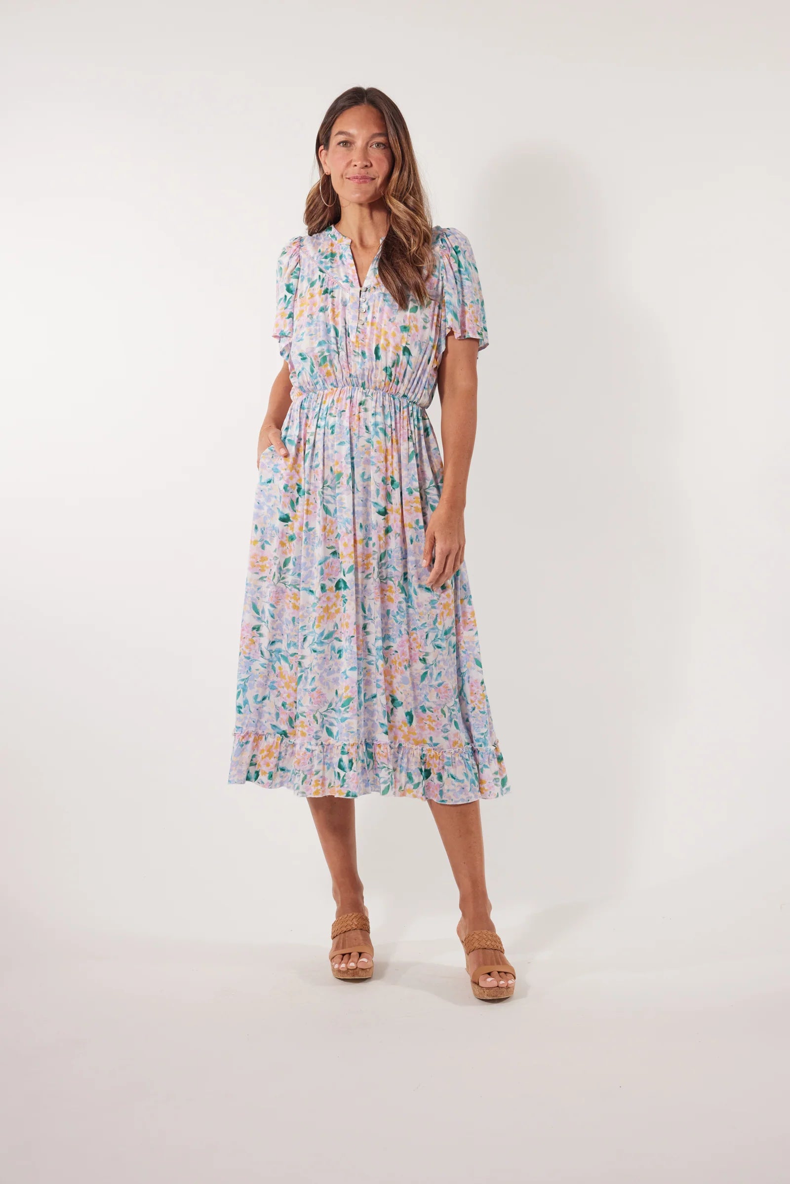 Botanical Midi Dress - Salt Hydrangea