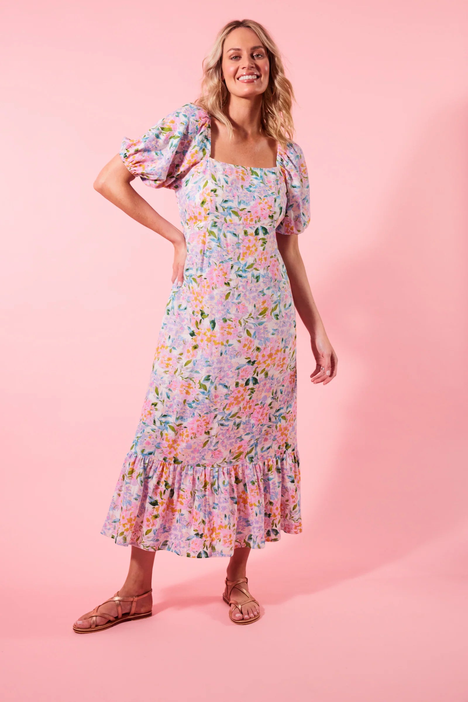 Flora Tie Dress - Salt Hydrangea