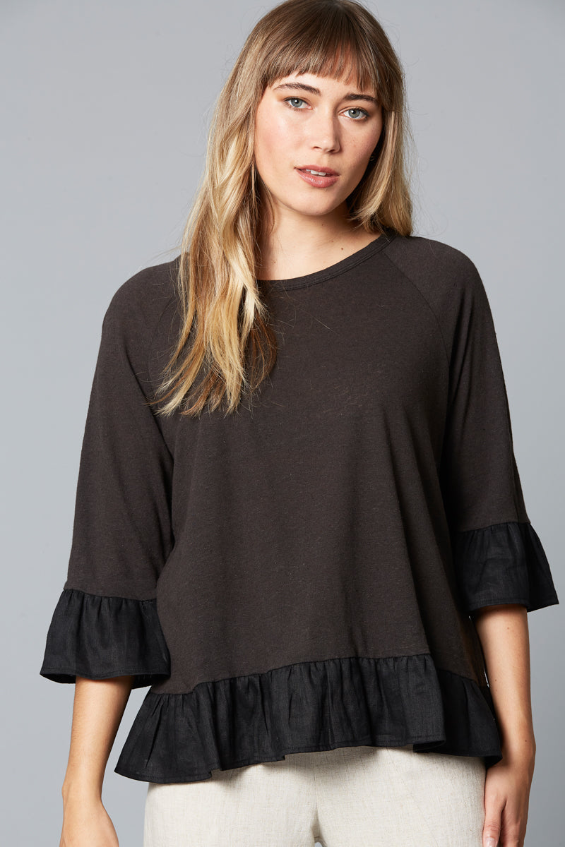 Mama Frill TShirt - Charcoal