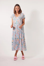 Botanical Tiered Dress - Salt Hydrangea