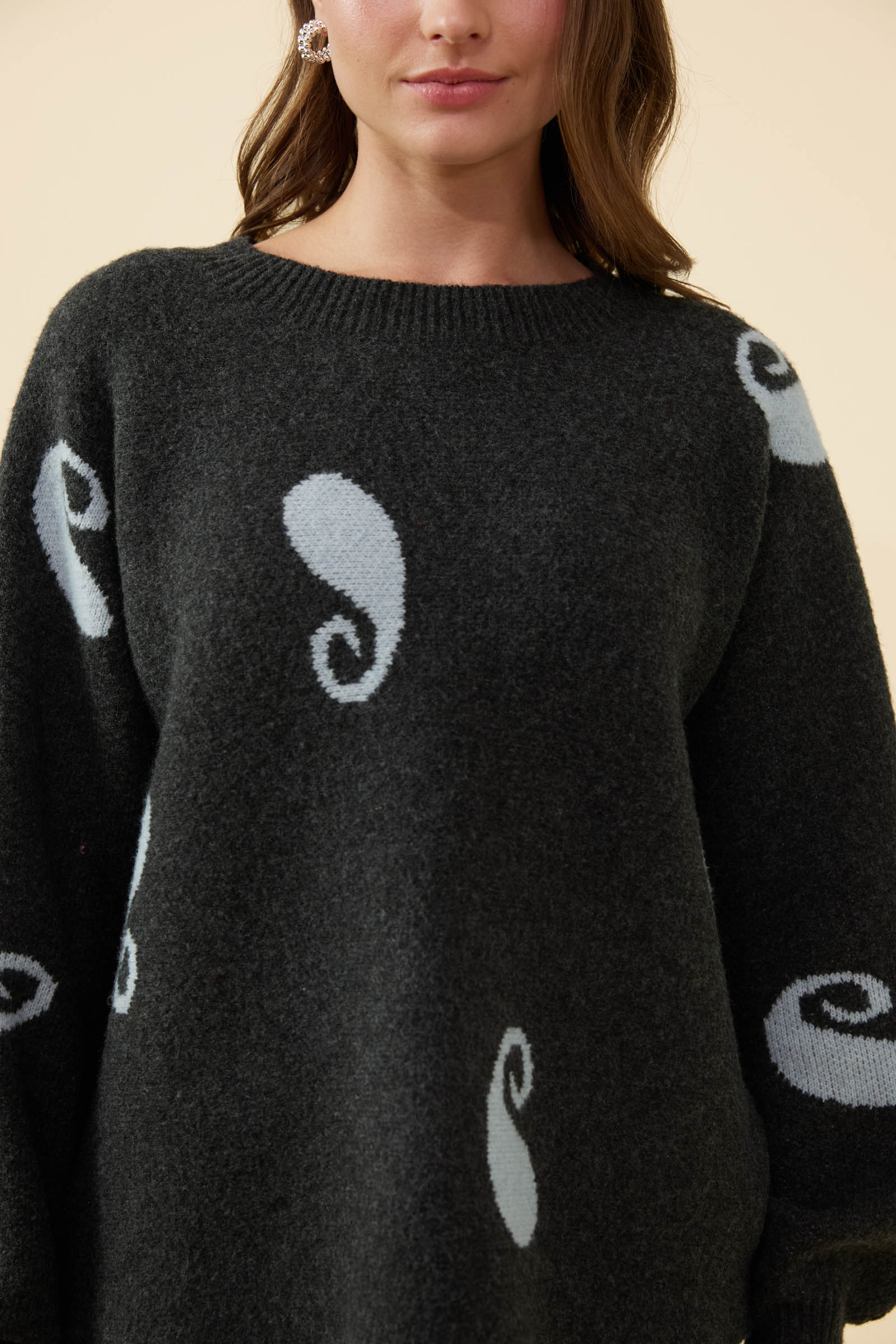 Amara Paisley Jumper - Charcoal