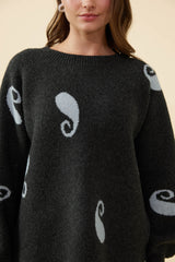 Amara Paisley Jumper - Charcoal