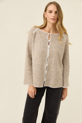 Athena Button Cardigan - Stone