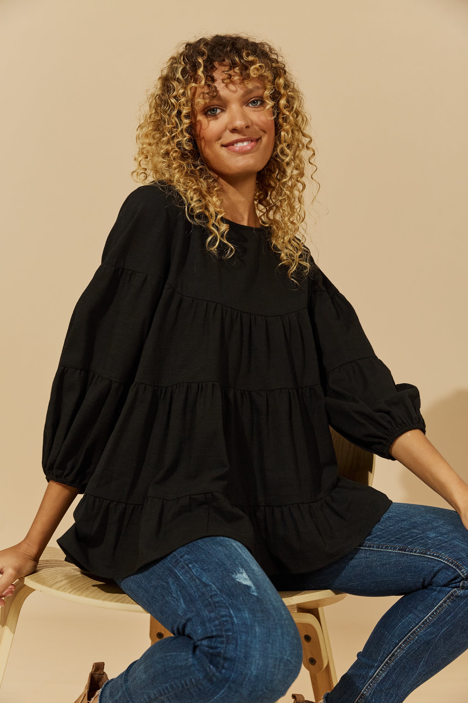 Halcyon Tiered Top - Black