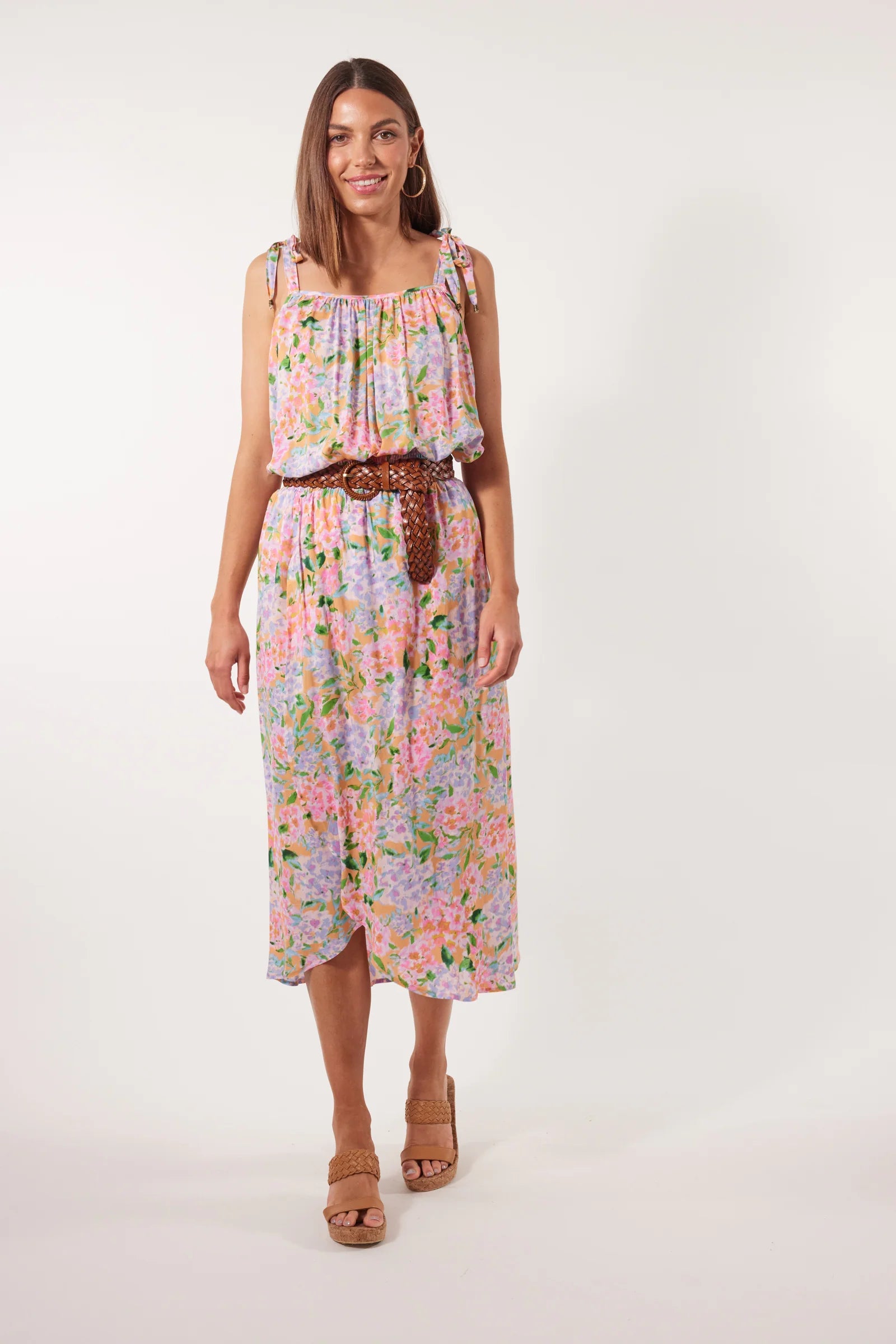 Botanical Midi Skirt - Sunset Hydrangea