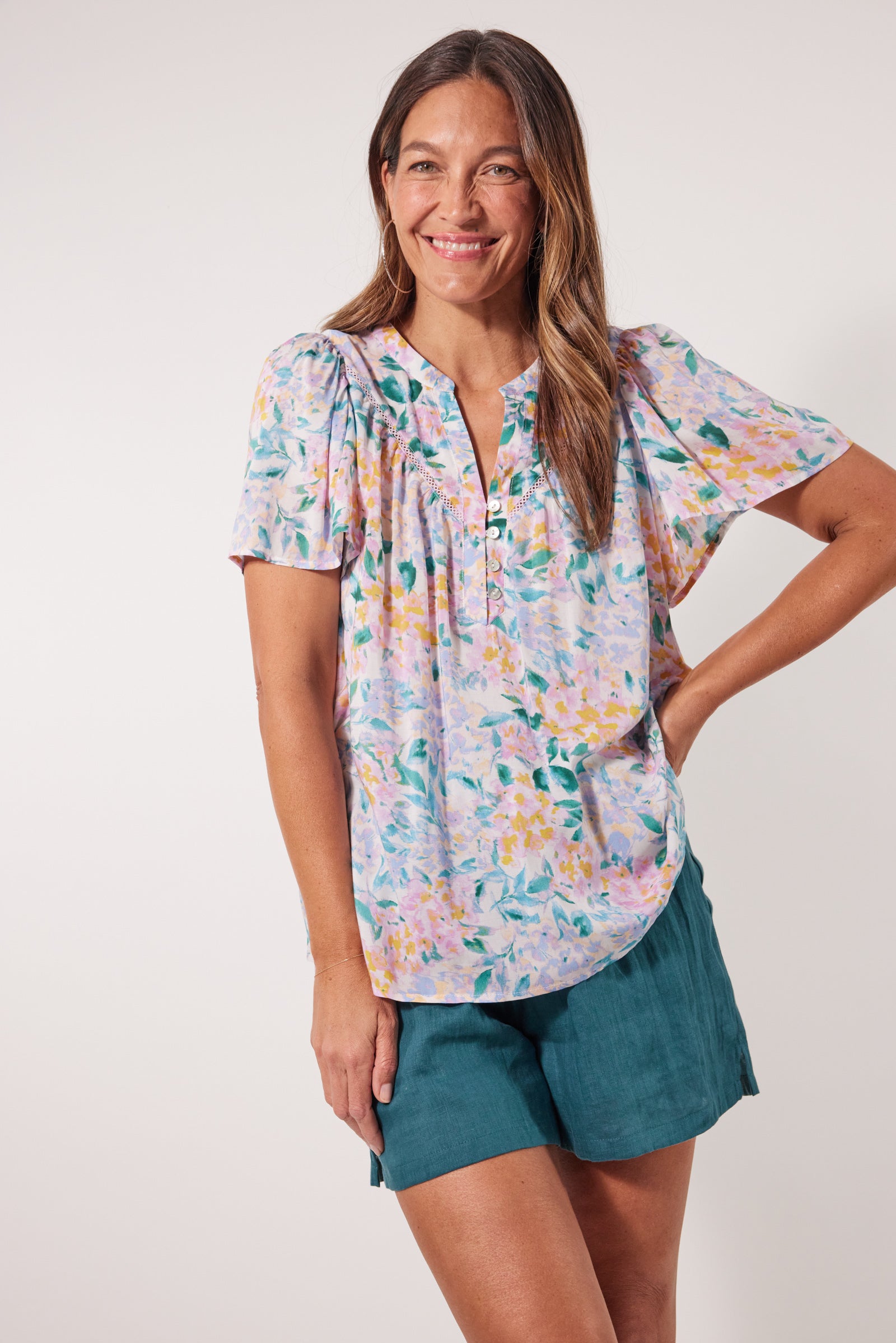 Botanical Blouse - Salt Hydrangea