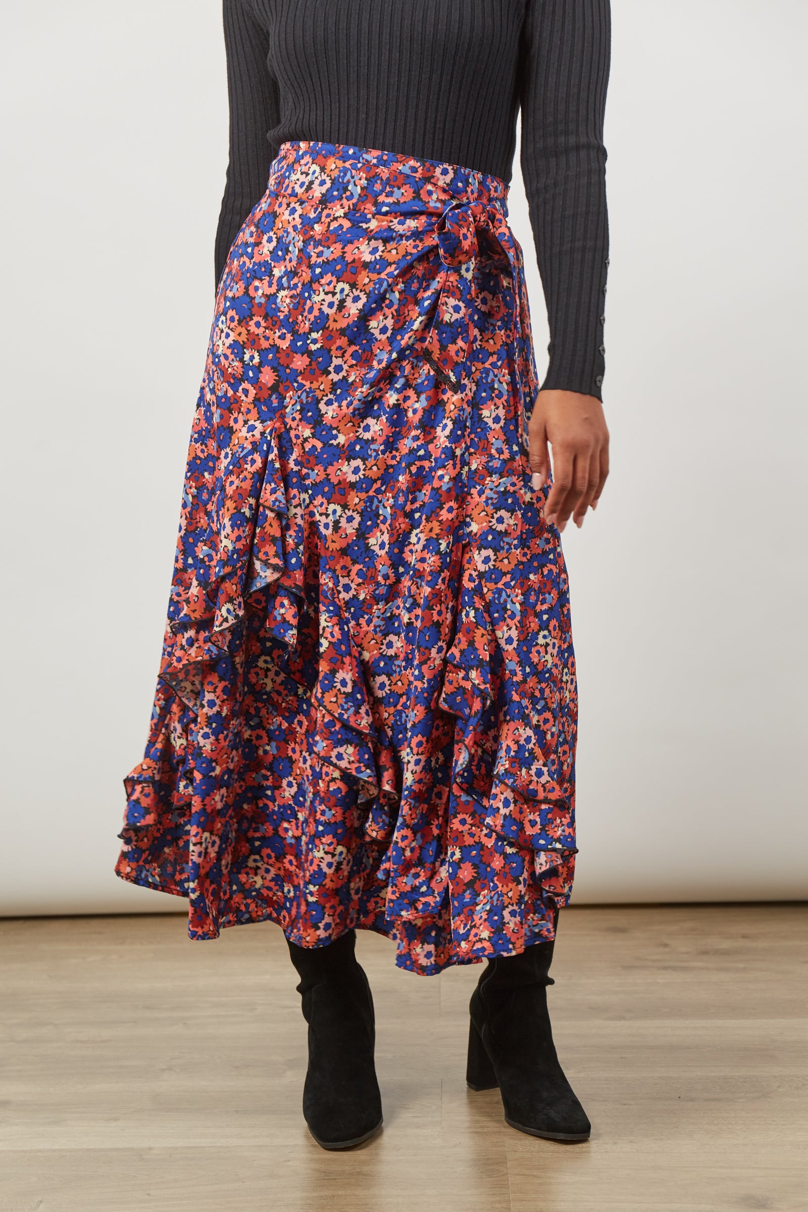 Romance Wrap Skirt - Azure Bloom