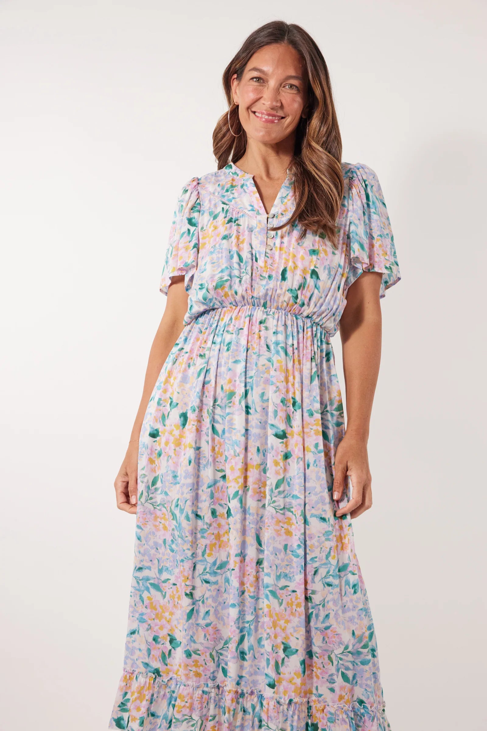 Botanical Midi Dress - Salt Hydrangea