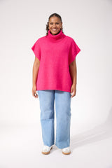 Valenza Knit Poncho - Hot Pink