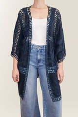 Oline Lace Kimono - Navy