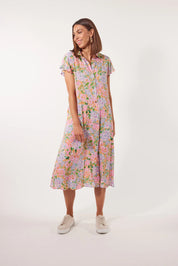 Botanical Shirt Dress - Sunset Hydrangea