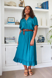 Botanical Midi Dress - Teal