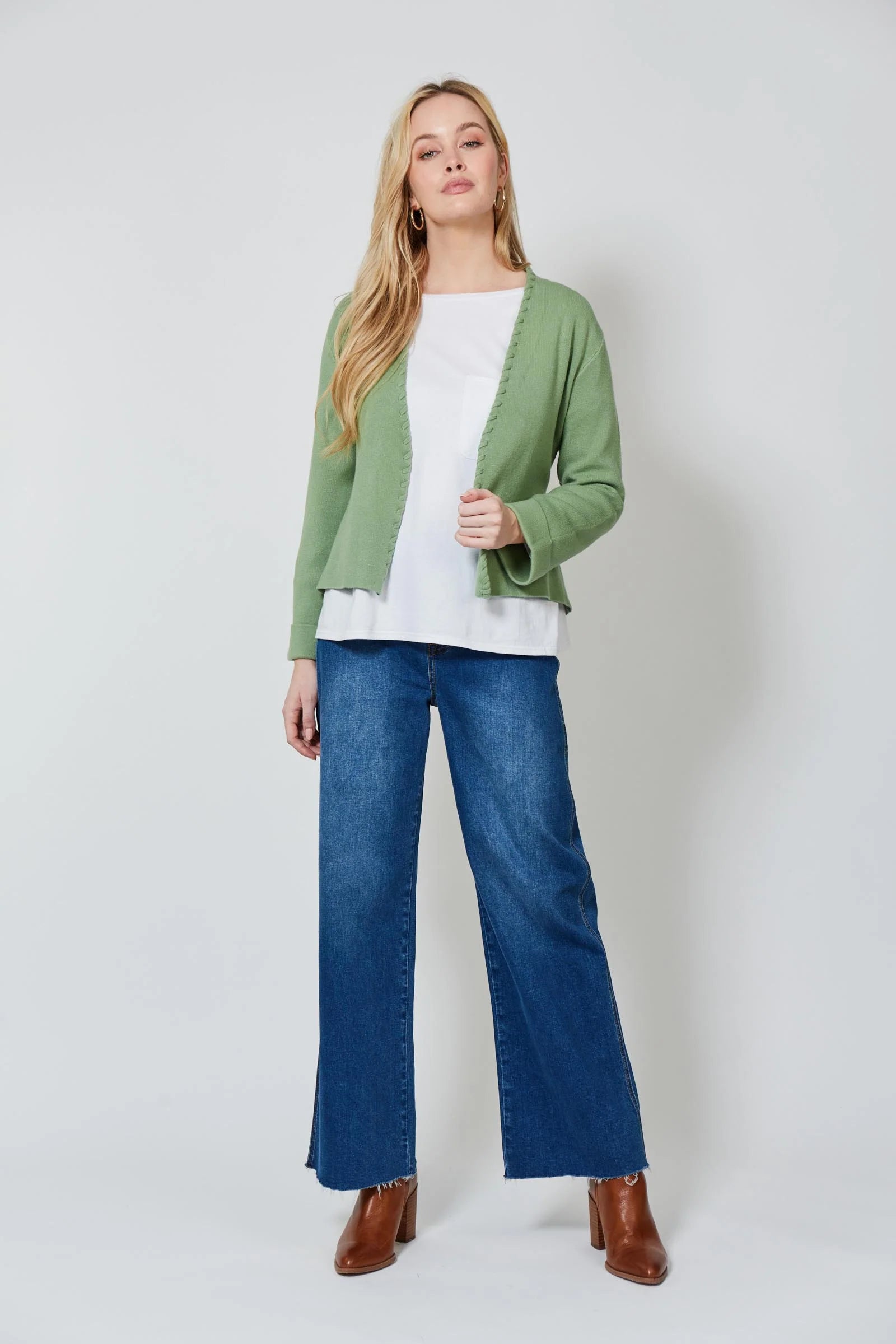 Ines Tie Cardigan - Moss