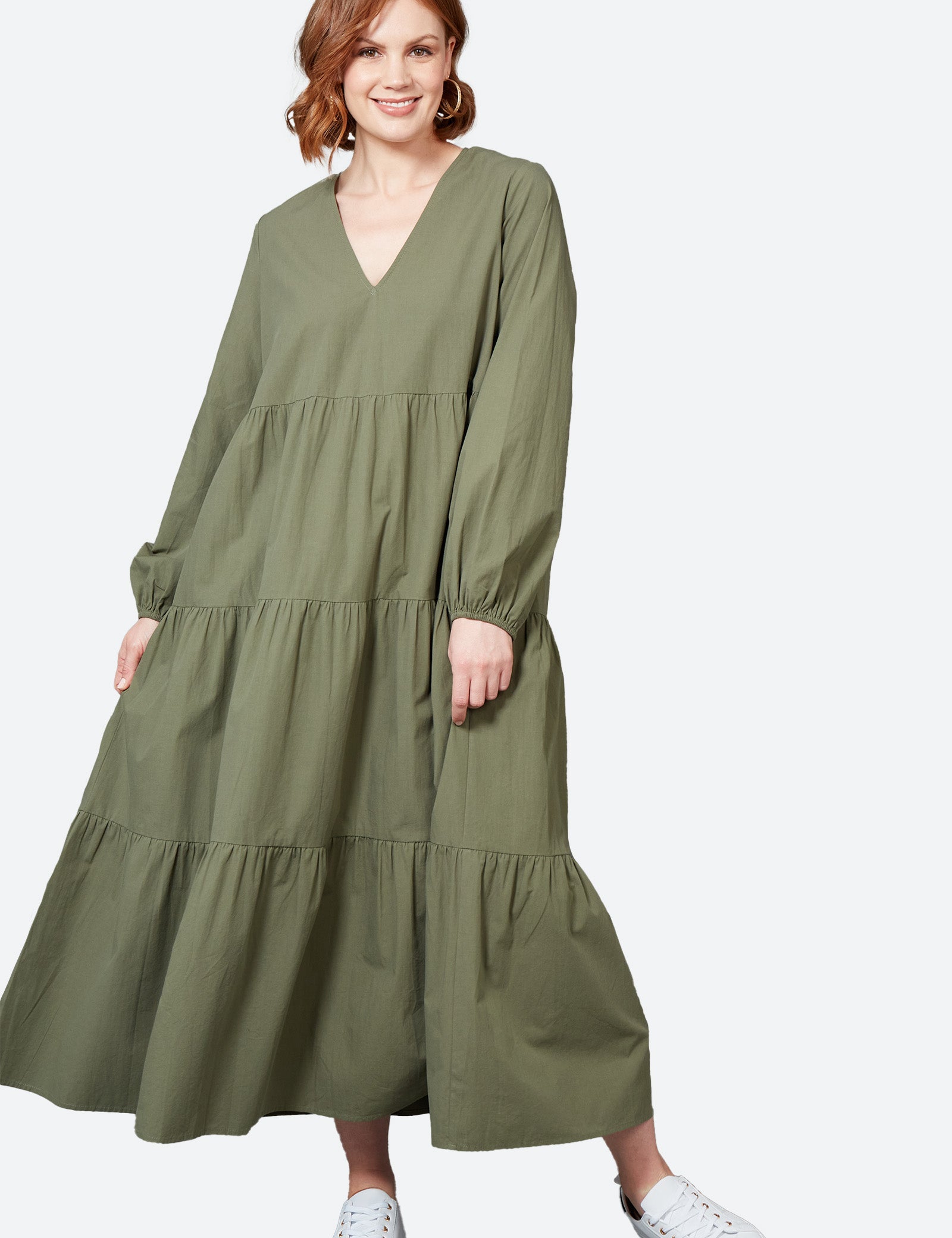 Studio Tiered Maxi - Khaki - eb&ive Clothing - Dress Maxi