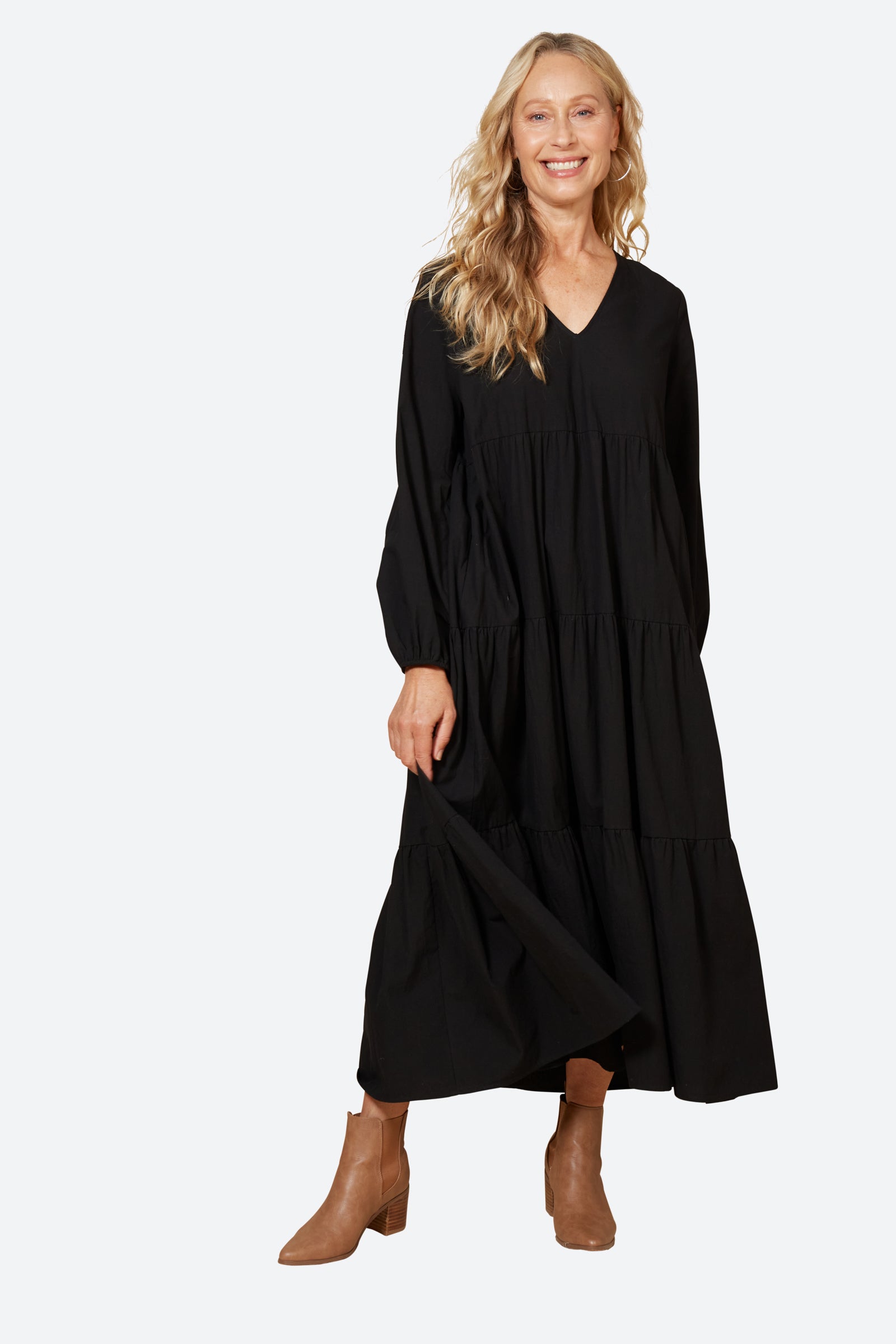 Studio Tiered Maxi - Ebony - eb&ive Clothing - Dress Maxi