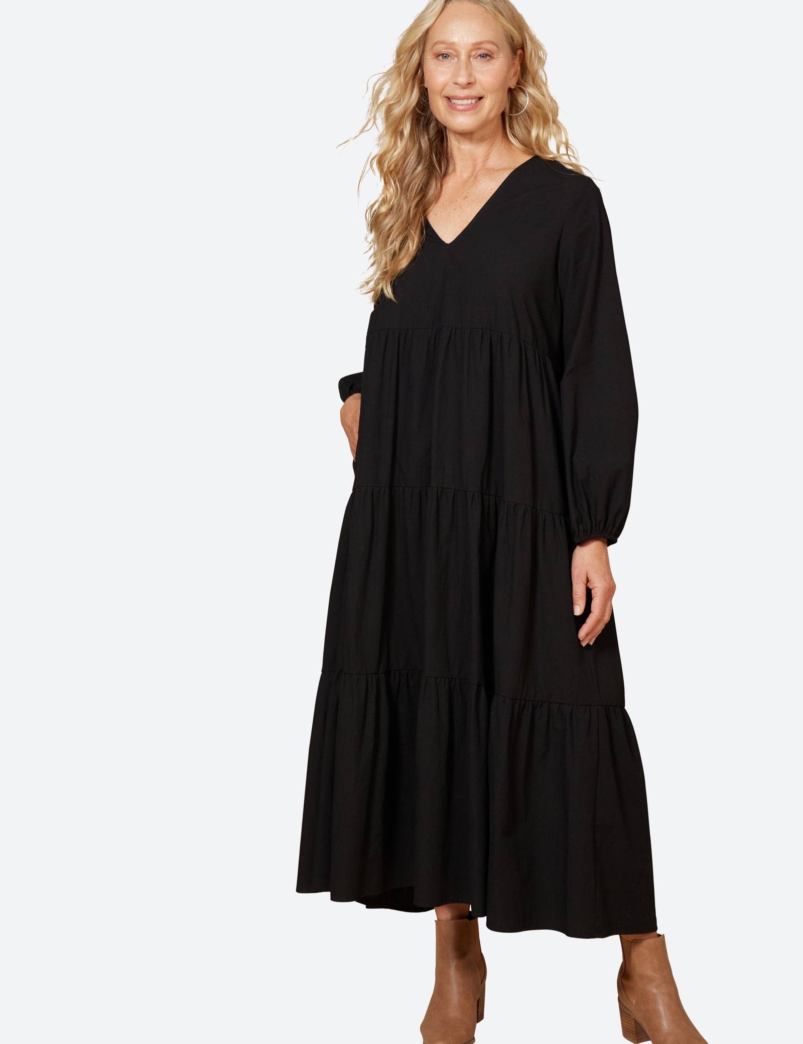 Studio Tiered Maxi - Ebony - eb&ive Clothing - Dress Maxi