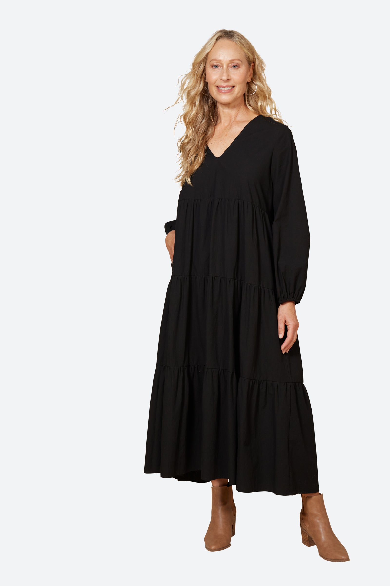 Studio Tiered Maxi - Ebony - eb&ive Clothing - Dress Maxi