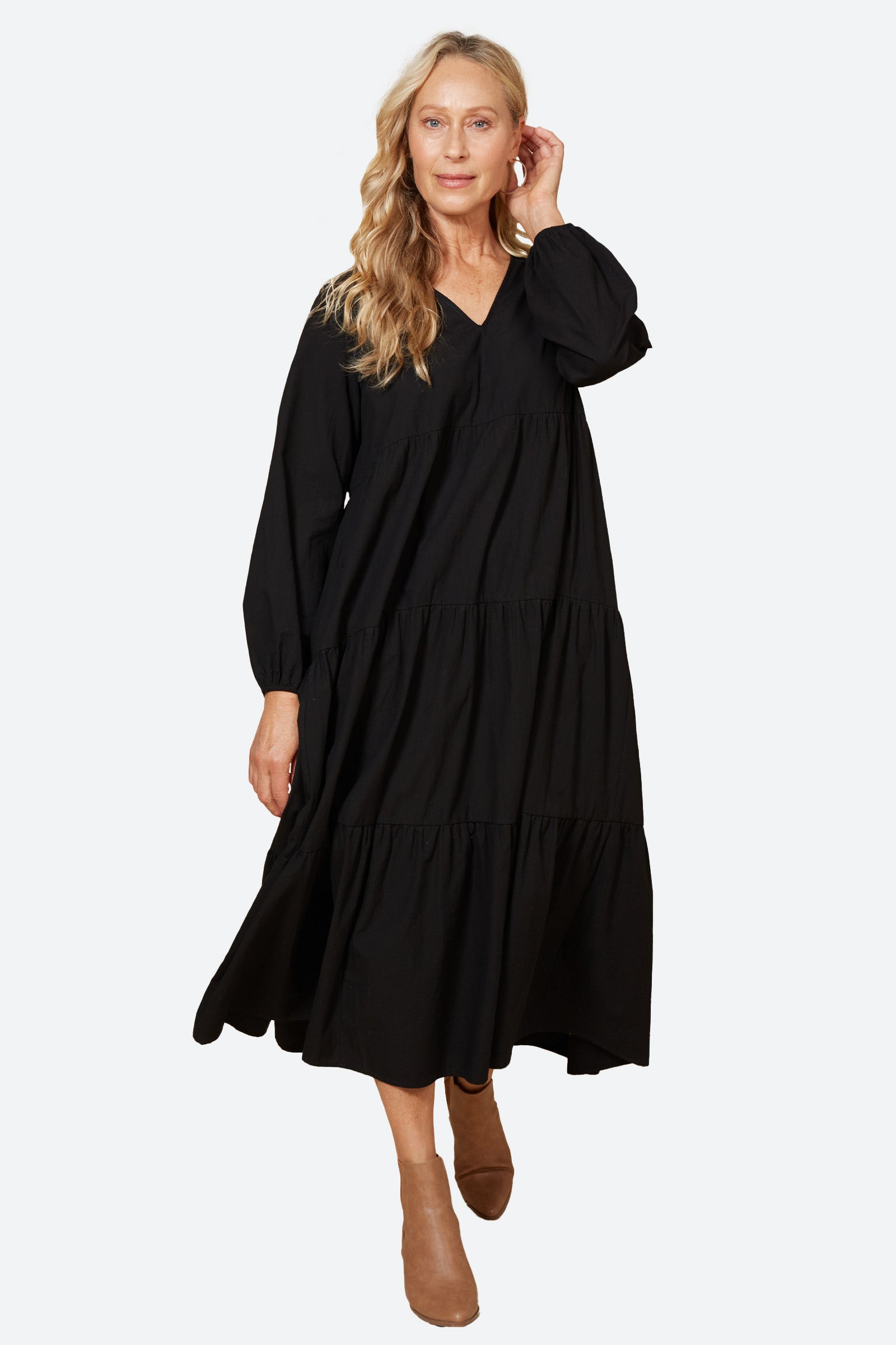 Studio Tiered Maxi - Ebony - eb&ive Clothing - Dress Maxi
