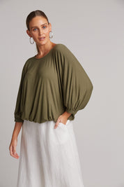 Studio Jersey Relaxed Top - Fern - eb&ive Clothing - Top 3/4 Sleeve Jersey