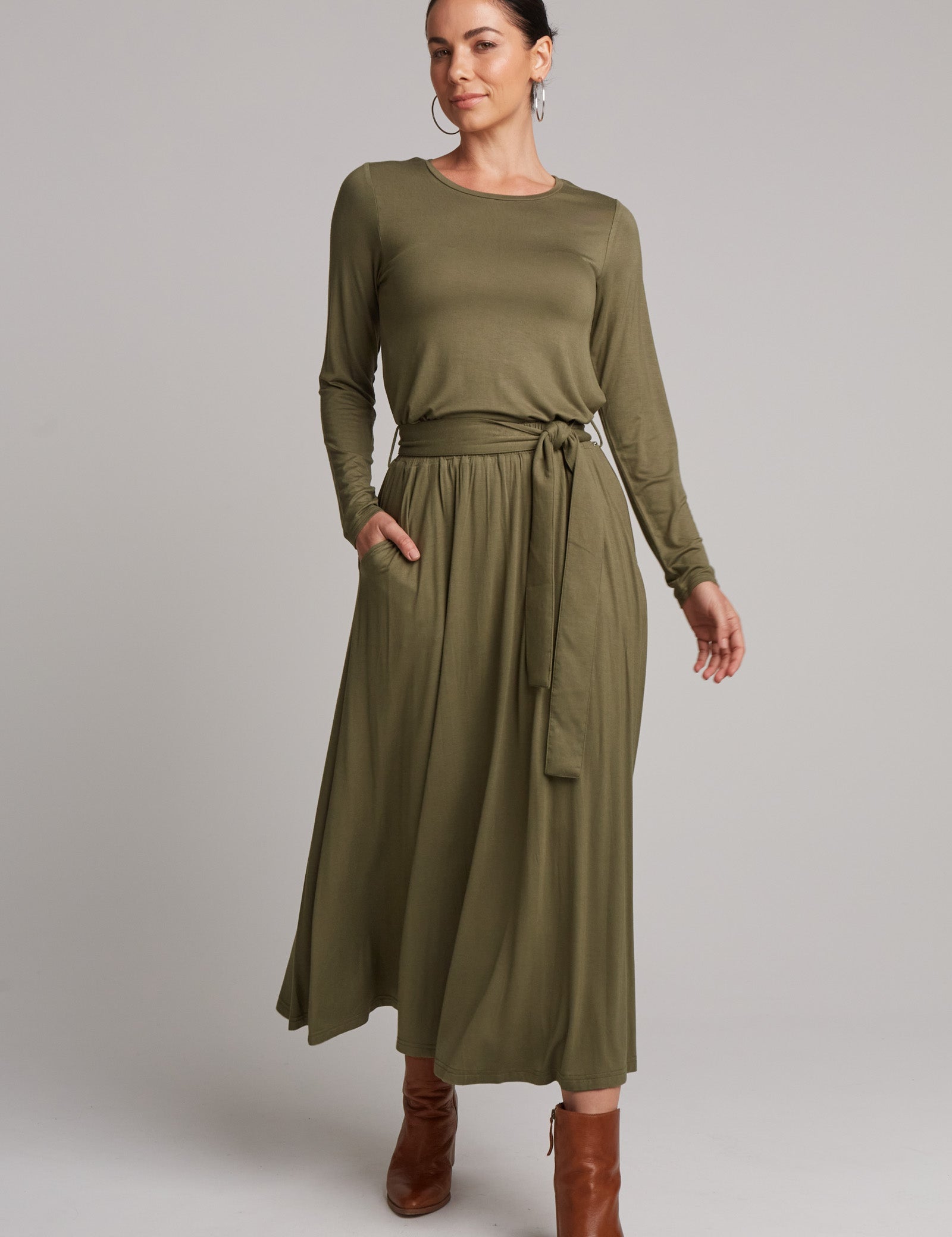 Studio Jersey Tie Skirt - Fern - eb&ive Clothing - Skirt Maxi