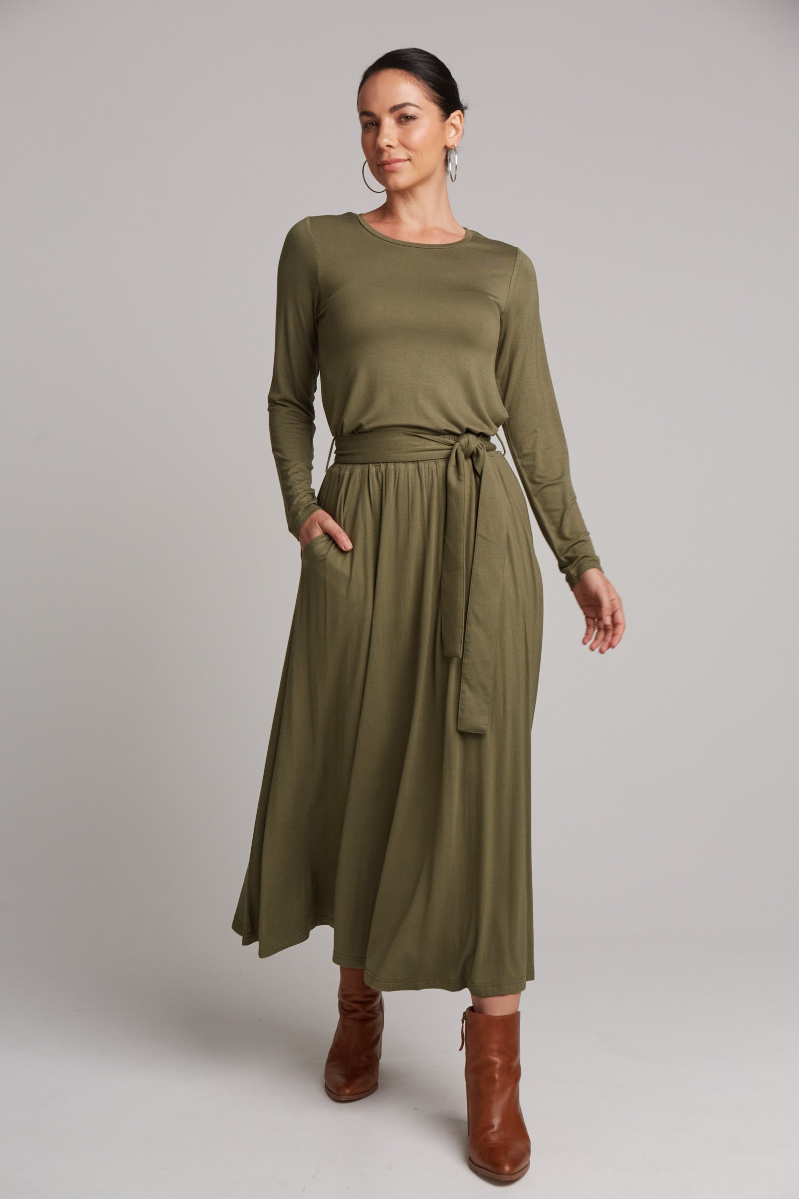 Studio Jersey Tie Skirt - Fern - eb&ive Clothing - Skirt Maxi