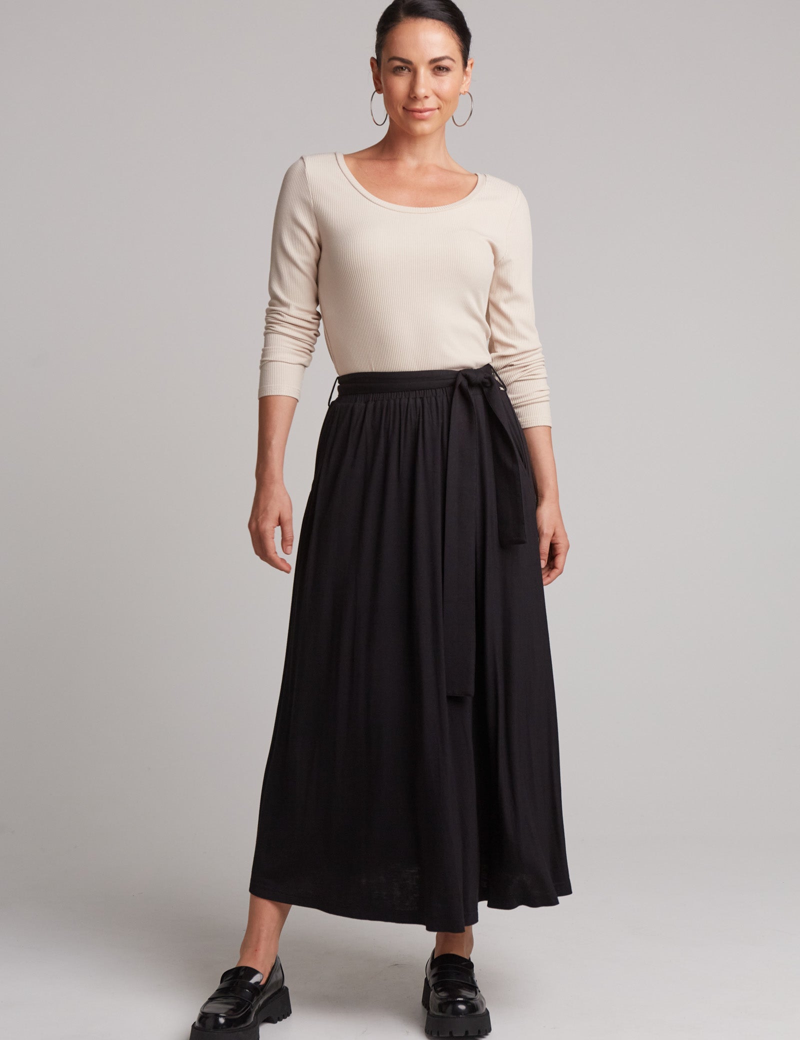 Studio Jersey Tie Skirt - Ebony - eb&ive Clothing - Skirt Maxi