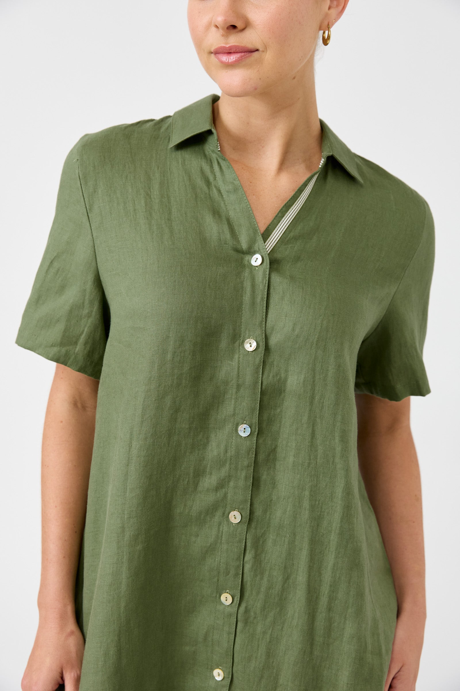 Studio Short Shirt Dress - Olive