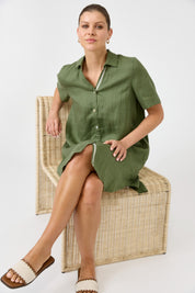 Studio Short Shirt Dress - Olive