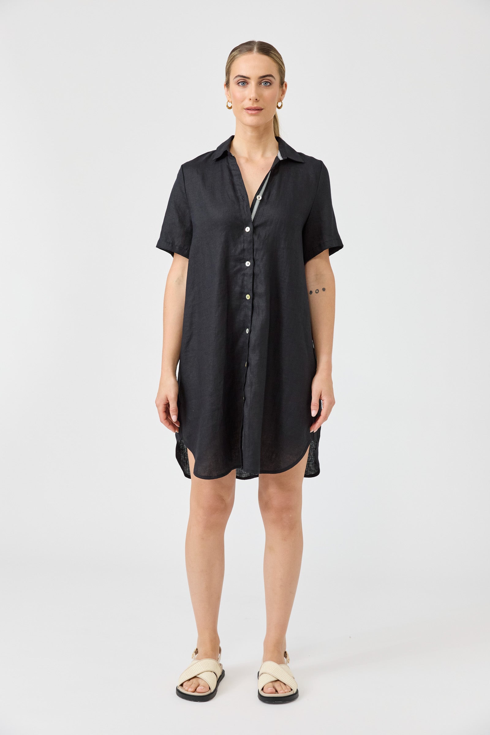 Studio Short Shirt Dress - Black