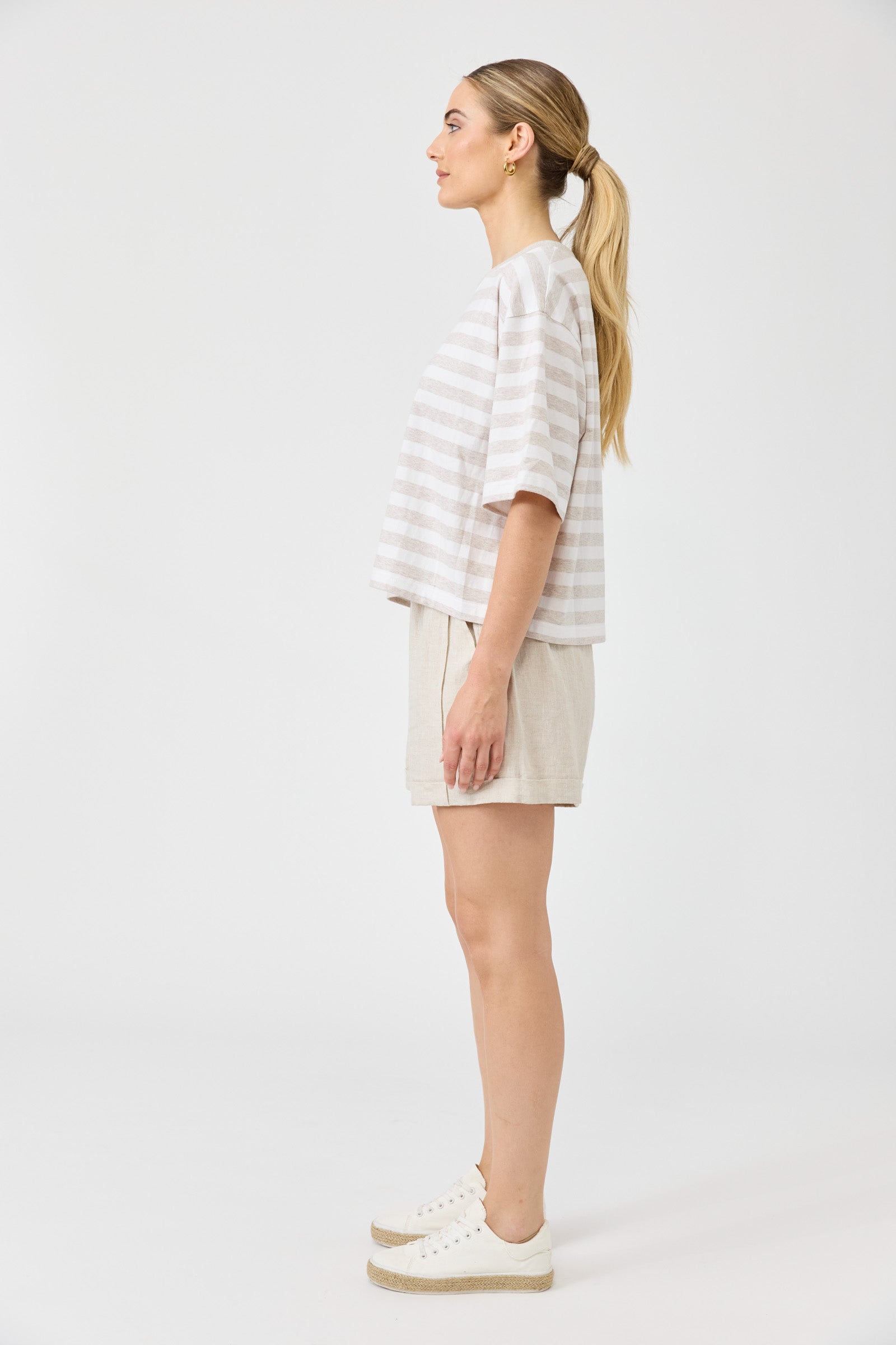 Studio Stripe Tshirt - Stone