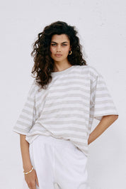 Studio Stripe Tshirt - Stone