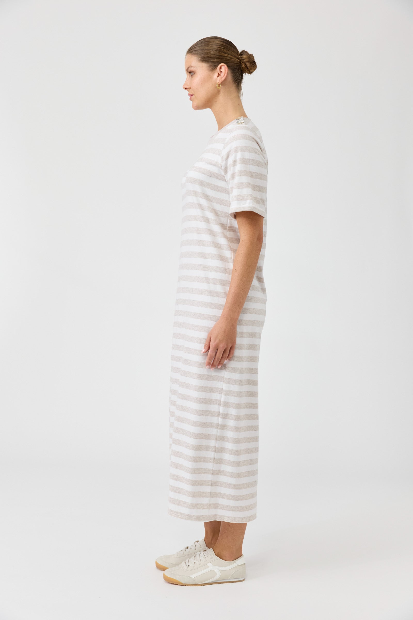 Studio Stripe Tshirt Dress - Stone
