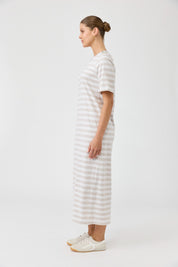 Studio Stripe Tshirt Dress - Stone