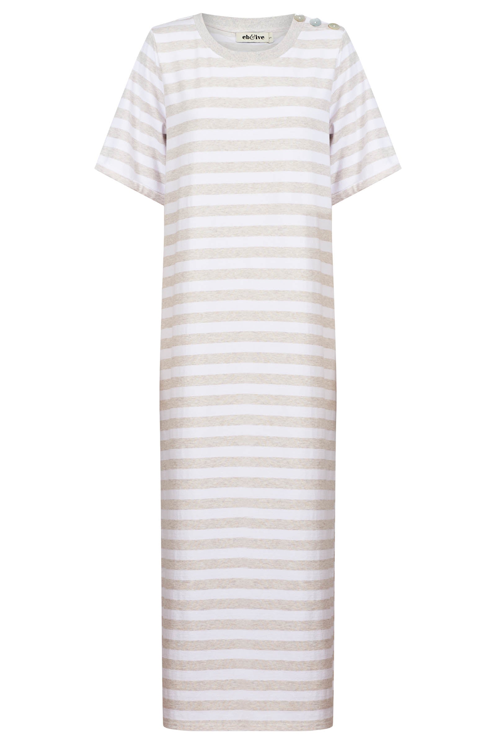 Studio Stripe Tshirt Dress - Stone