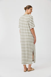 Studio Stripe Tshirt Dress - Olive