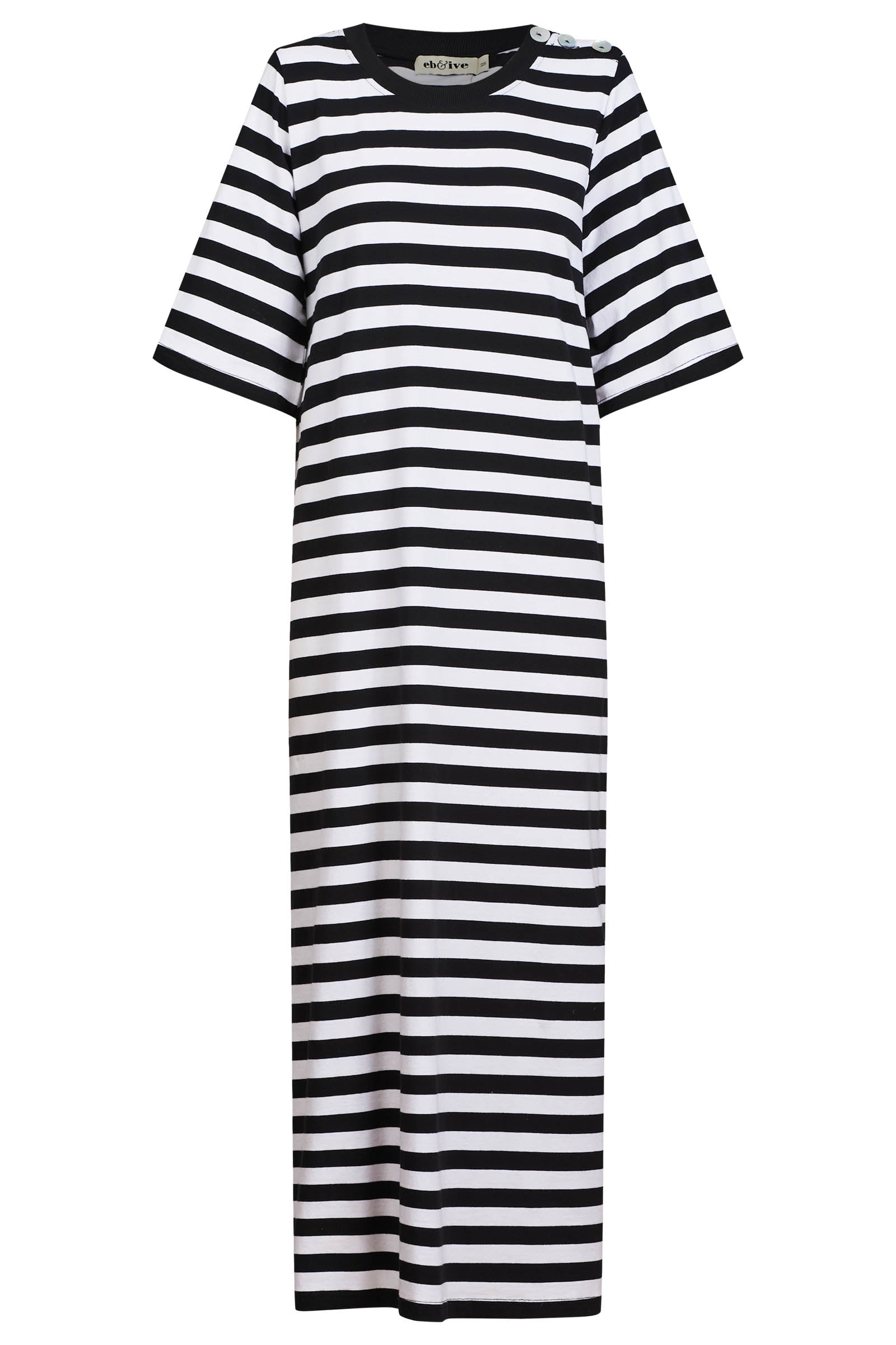 Studio Stripe Tshirt Dress - Ebony