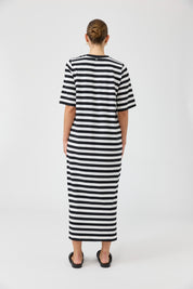 Studio Stripe Tshirt Dress - Ebony