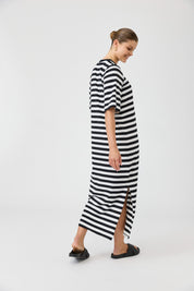 Studio Stripe Tshirt Dress - Ebony