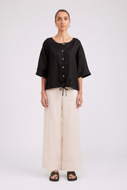 Studio Button Top/Jacket - Black