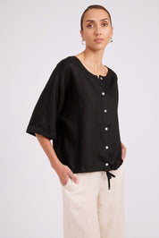 Studio Button Top/Jacket - Black