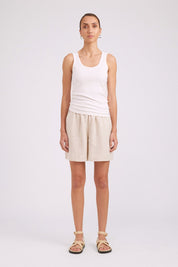 Studio Ribbed Tank - White