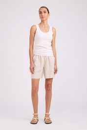 Studio Ribbed Tank - White