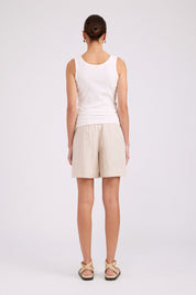 Studio Ribbed Tank - White