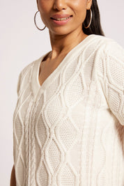 Casa Cable V Knit - White