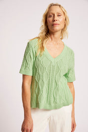 Casa Cable V Knit - Mint