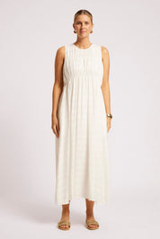Sovana Ruched Maxi Dress - White