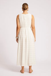 Sovana Ruched Maxi Dress - White